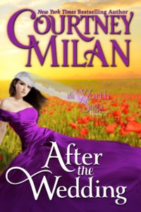 Cover for After the Wedding: a white woman in a purple gown in a field of red flowers