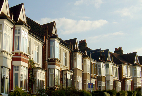 White London rowhouses all in a row
