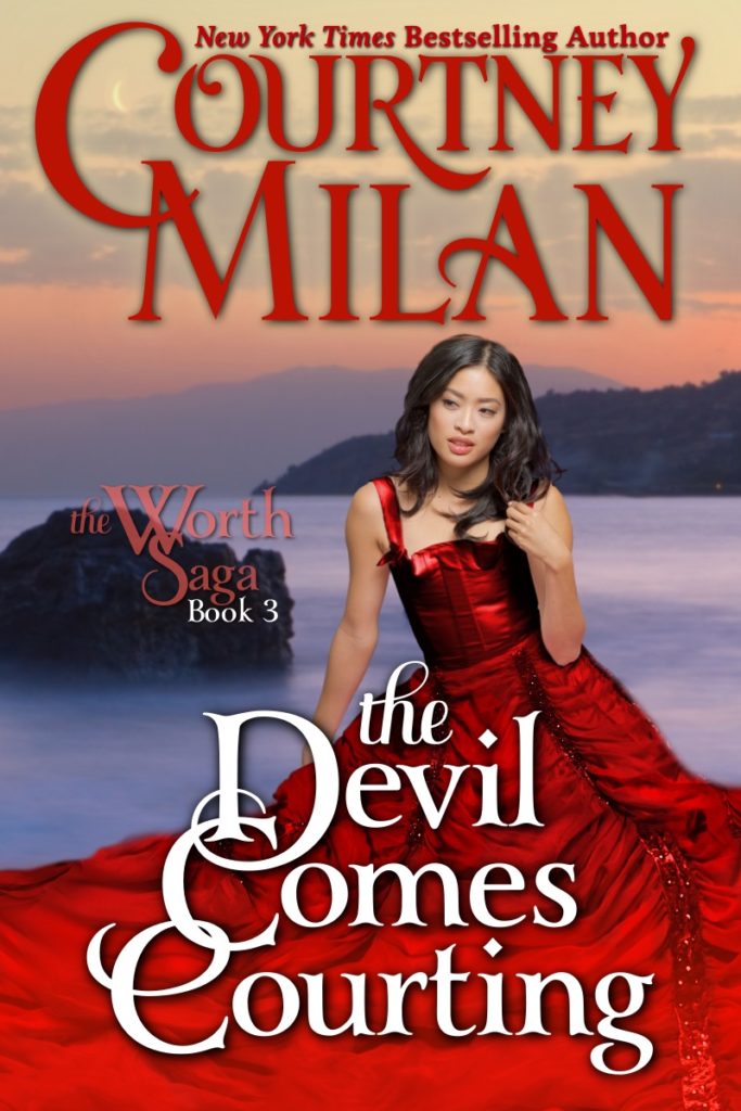 The Devil Comes Courting: A woman in a red dress with the sea in the background