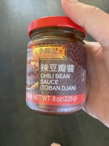 Label that says “Chili Bean Sauce (Toban Djan)