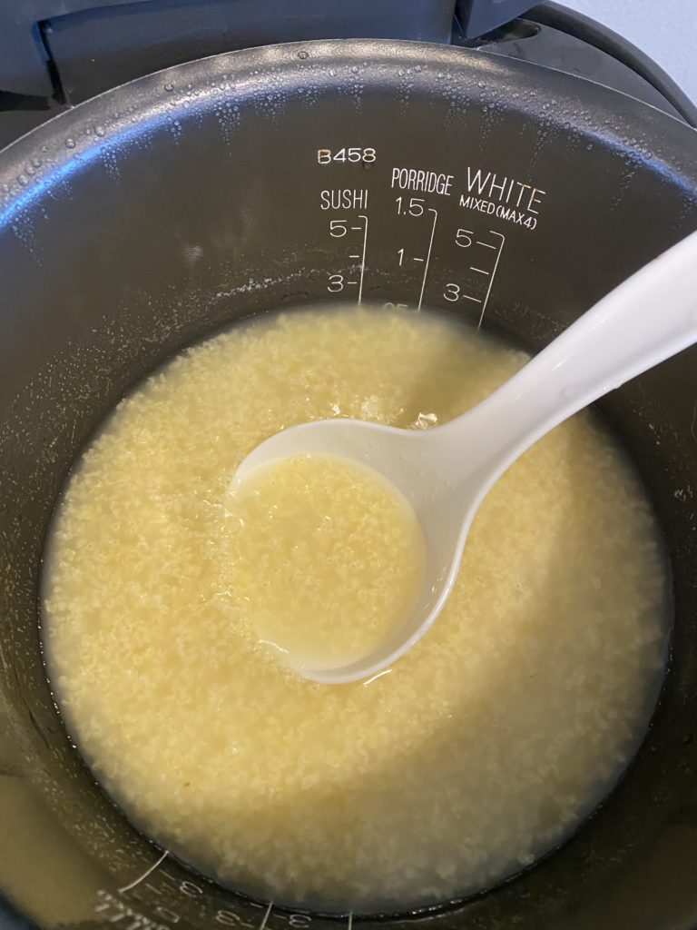 Millet jook in the rice cooker before any additions