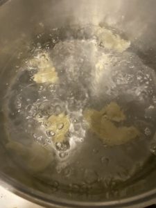 Noodles? Uneven noodles boiling in water